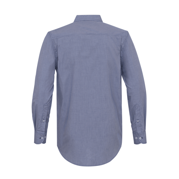 Blue Square Pattern Long Sleeve Thai Shirt For Men